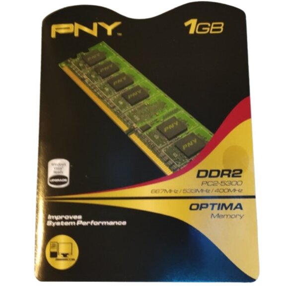 PNY 1GB DDR2 400 MHz DDR Optima Memory (MD1024SD2-667) New with Tags NWT - Picture 1 of 5